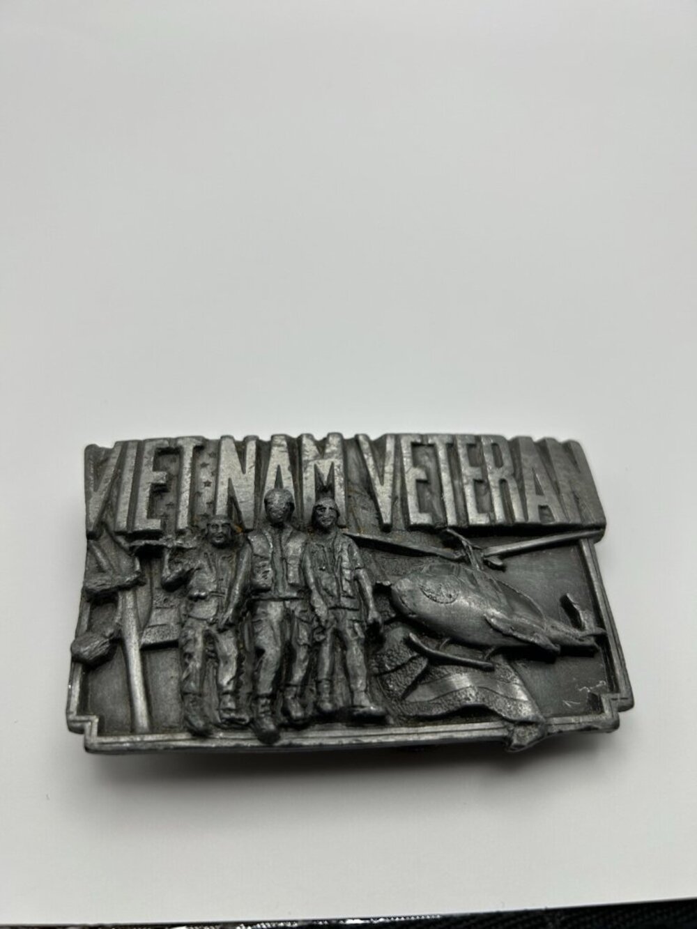 Belt Buckle VIETNAM VETERAN Vintage 1983 Pewter Bergamot Brass Works